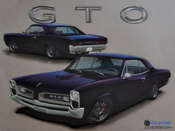 1966 Pontiac GTO muscle car rendering